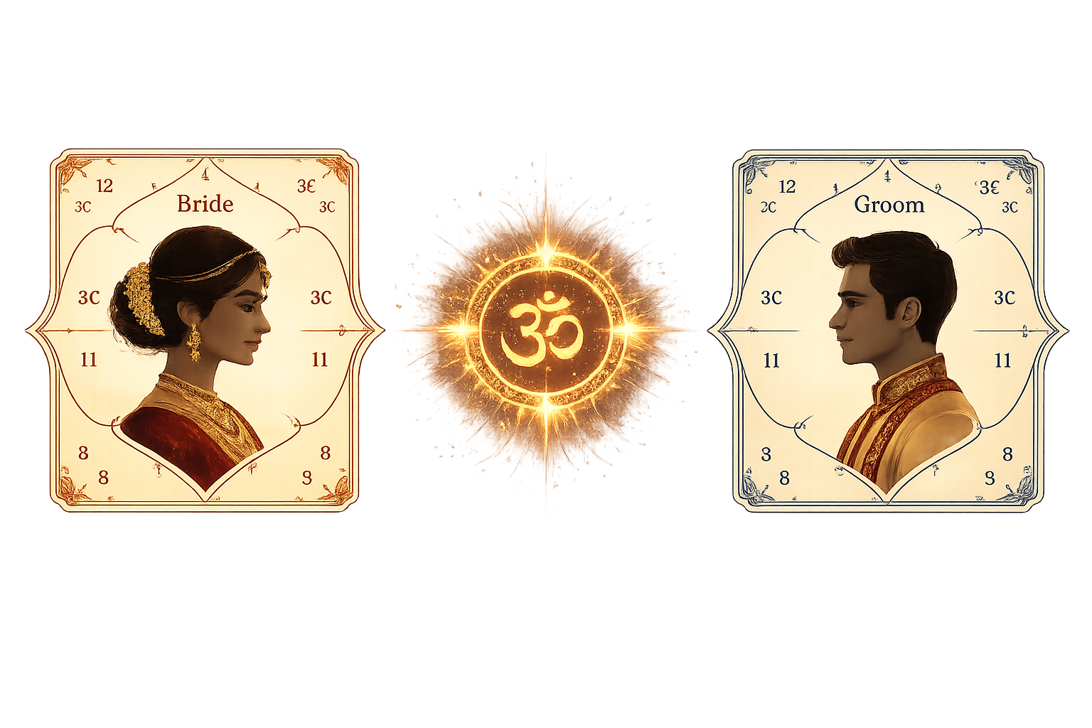 Bride and Groom with Om symbol — Kundli Matching